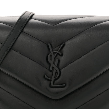 Saint Laurent Calfskin Y Quilted Monogram Monochrome Toy Loulou Crossbody Bag Black 8 of 10