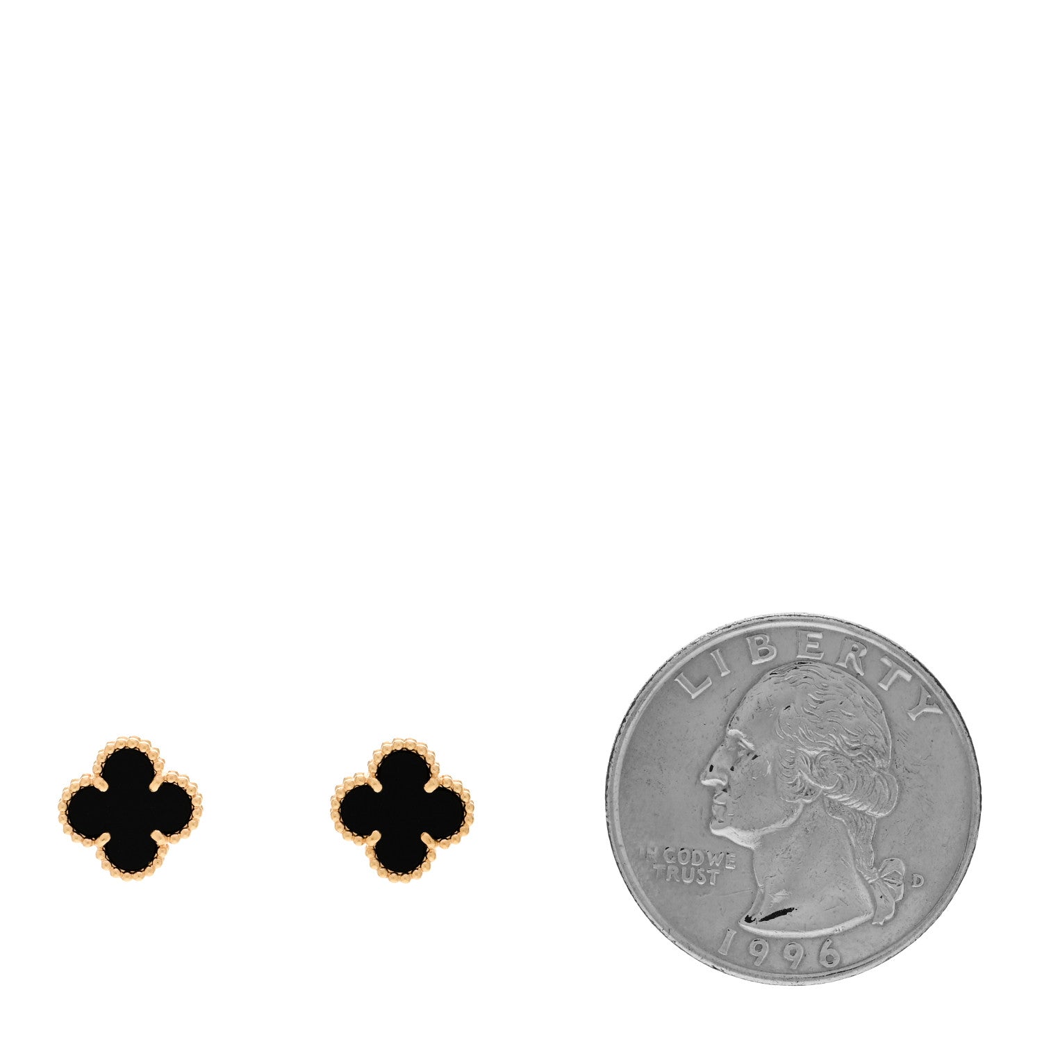 Van Cleef & Arpels 18K Yellow Gold Black Onyx Sweet Alhambra Earrings 2 of 6