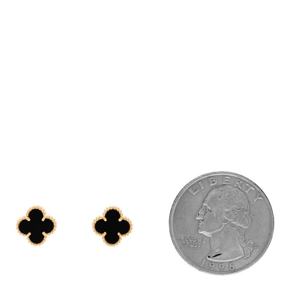 Van Cleef & Arpels 18K Yellow Gold Black Onyx Sweet Alhambra Earrings 2 of 6