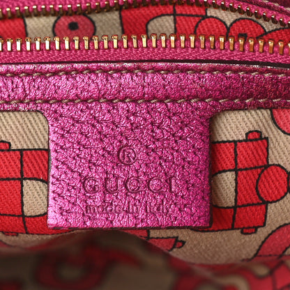 Gucci Metallic Calfskin Monogram Jolicoeur Charms Messenger Dark Pink 6 of 12