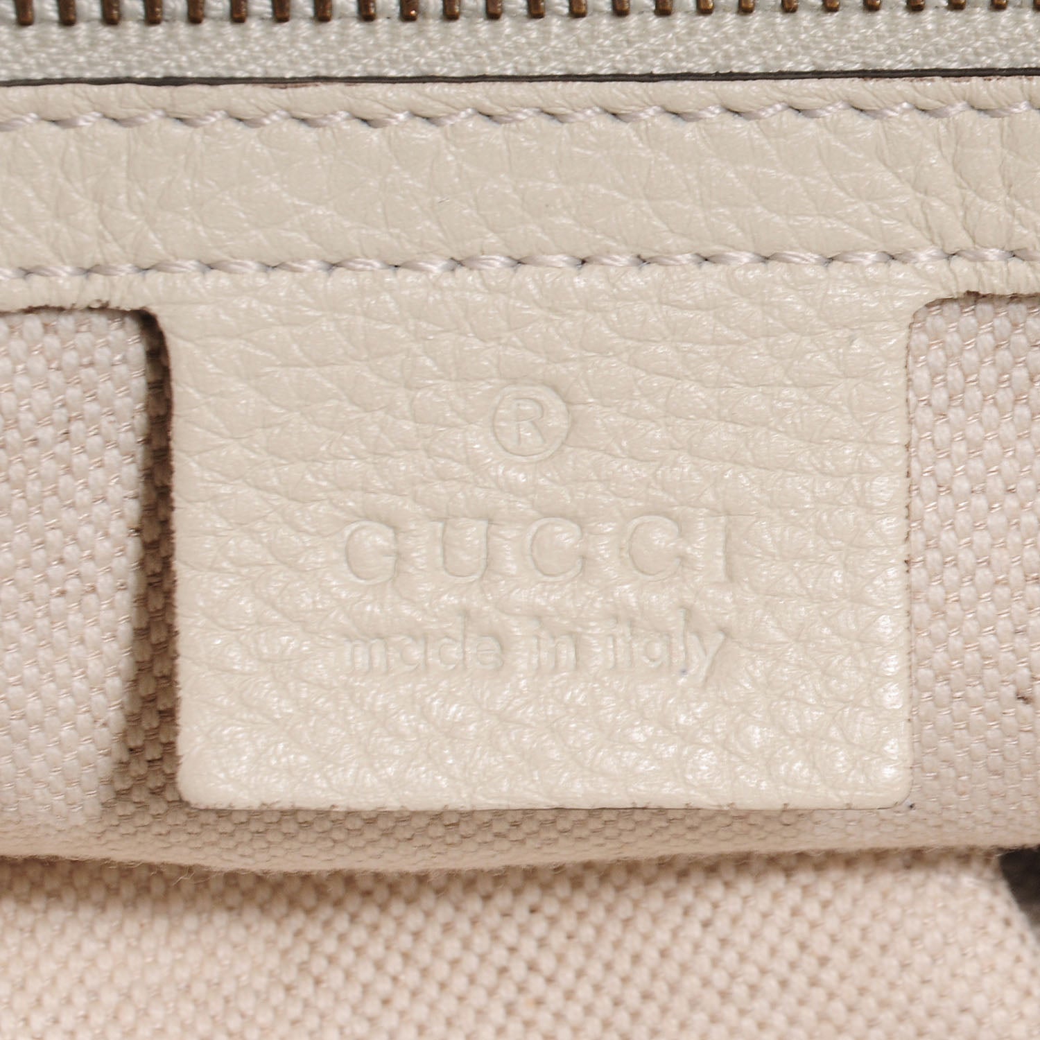 Gucci Pebbled Calfskin Twill Medium Shoulder Bag White 6 of 7