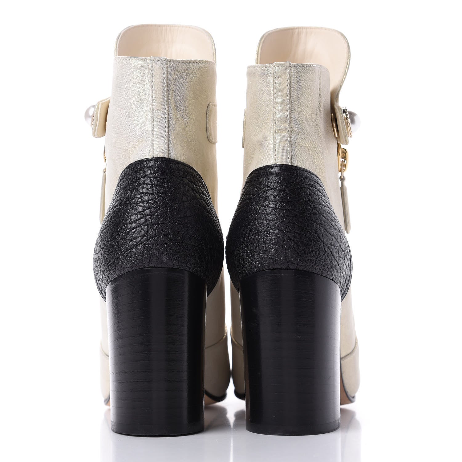 Chanel Metallic Calfskin Pearl CC Cap Toe Short Boots 35 Gold 7 of 13