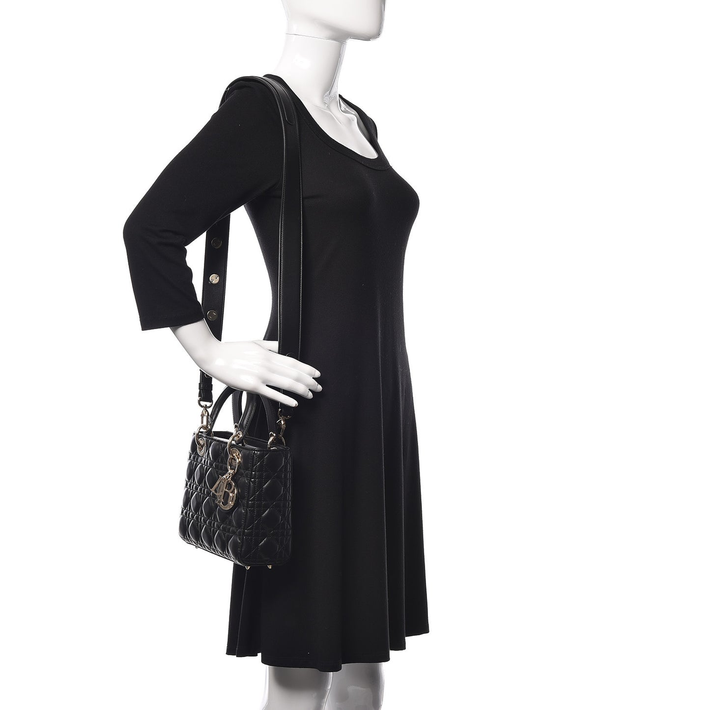 Lambskin Cannage Small Lucky Badges My Lady Dior Black