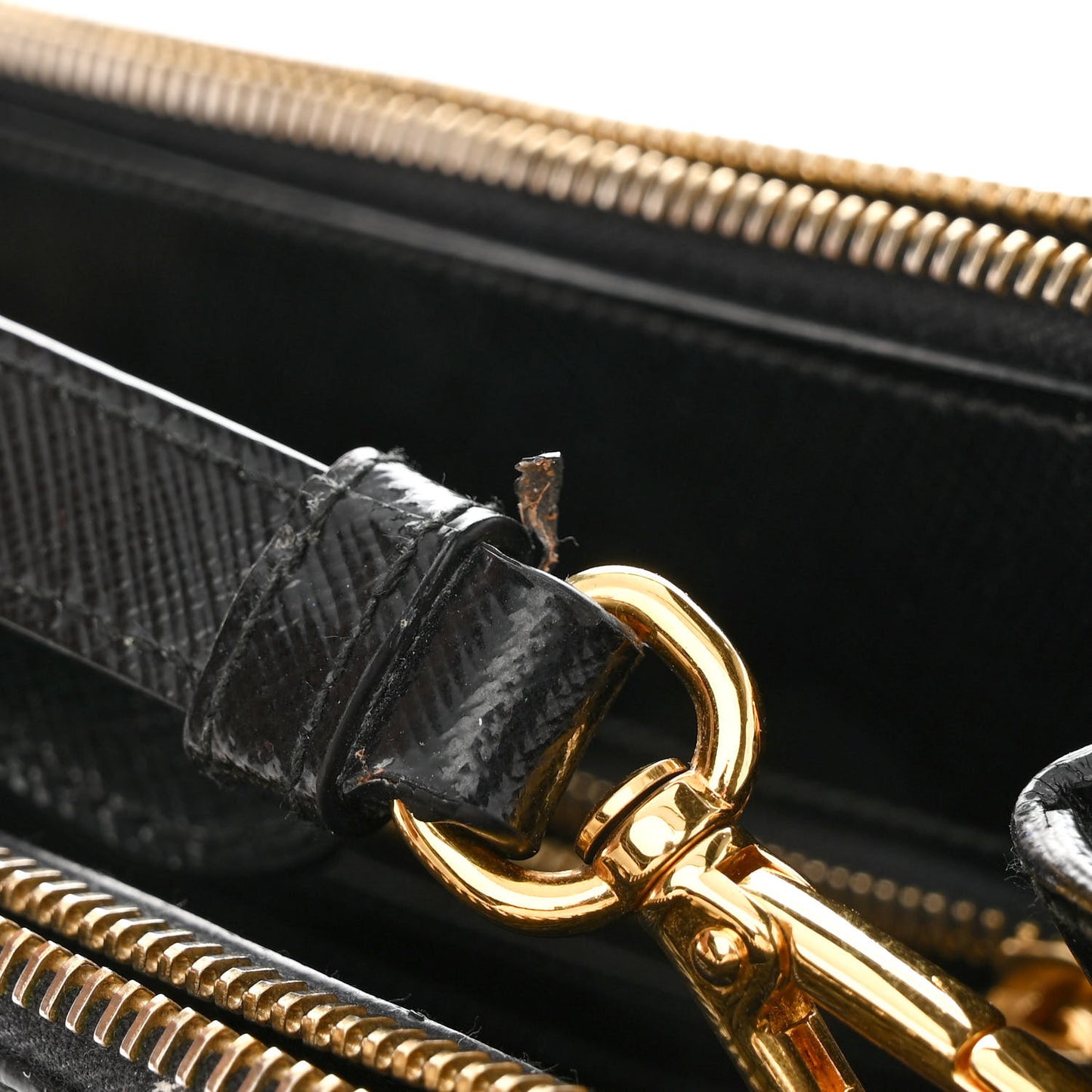 Saffiano Vernice Medium Double Zip Tote Black