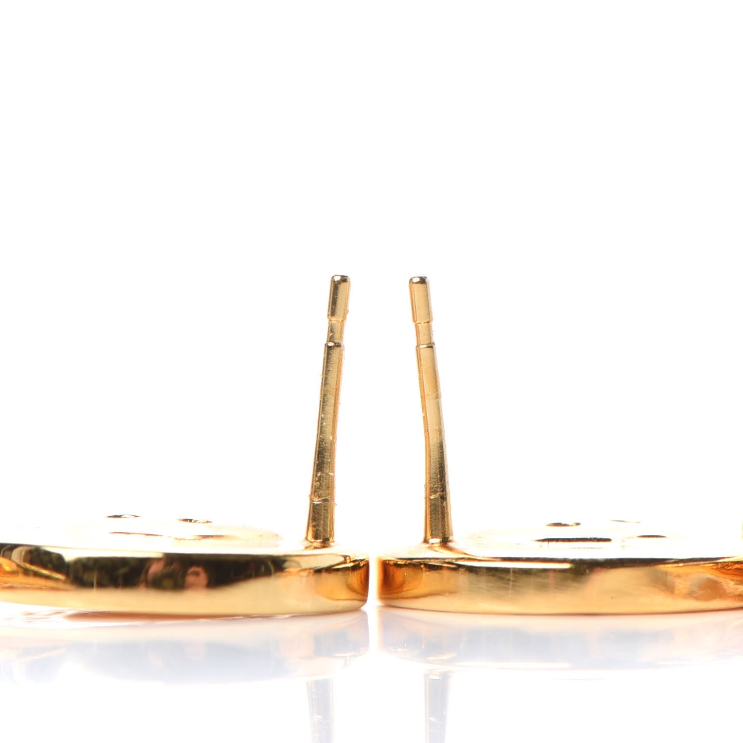 Metal Large Paris Button Earrings Gold