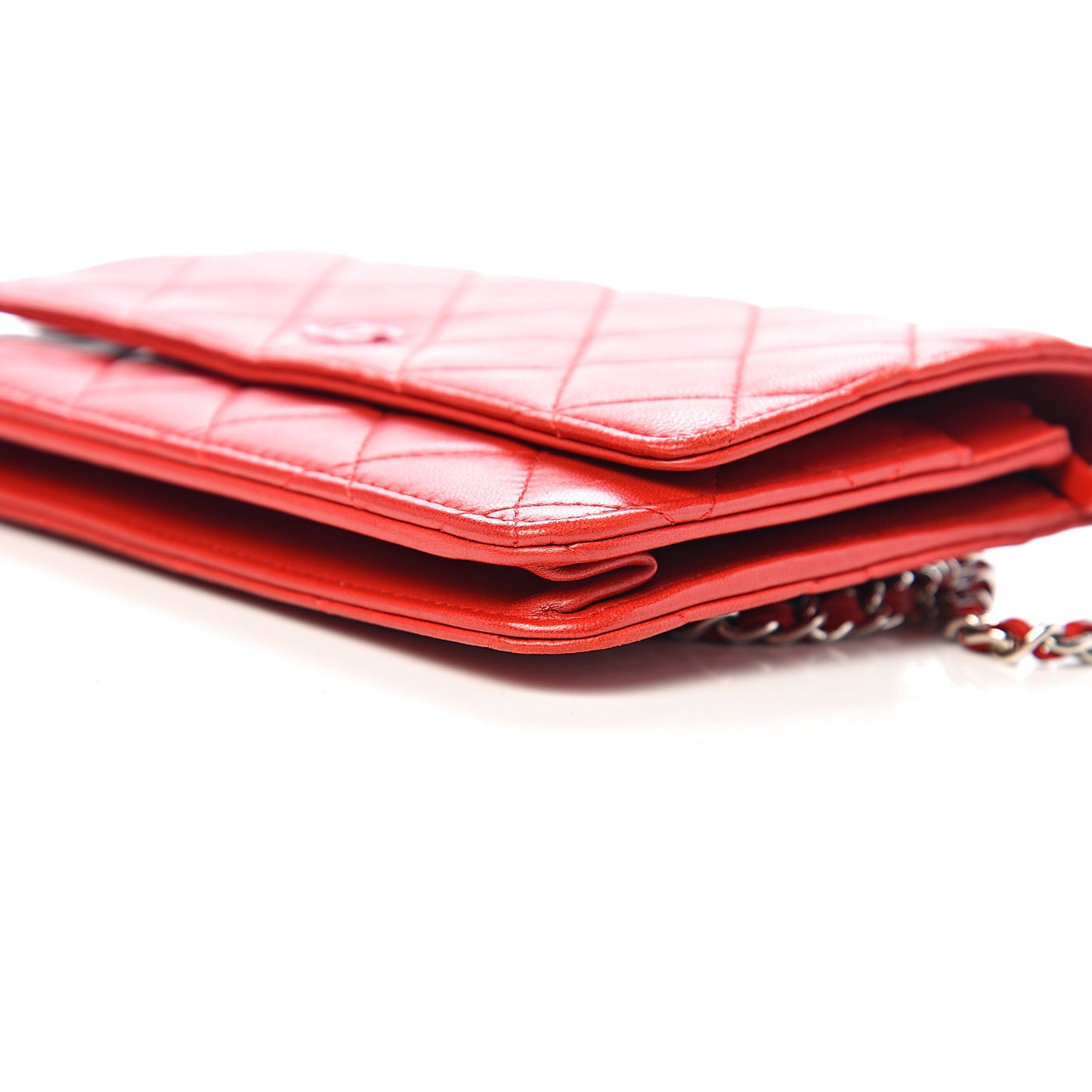 Lambskin Quilted Wallet On Chain WOC Red Pink