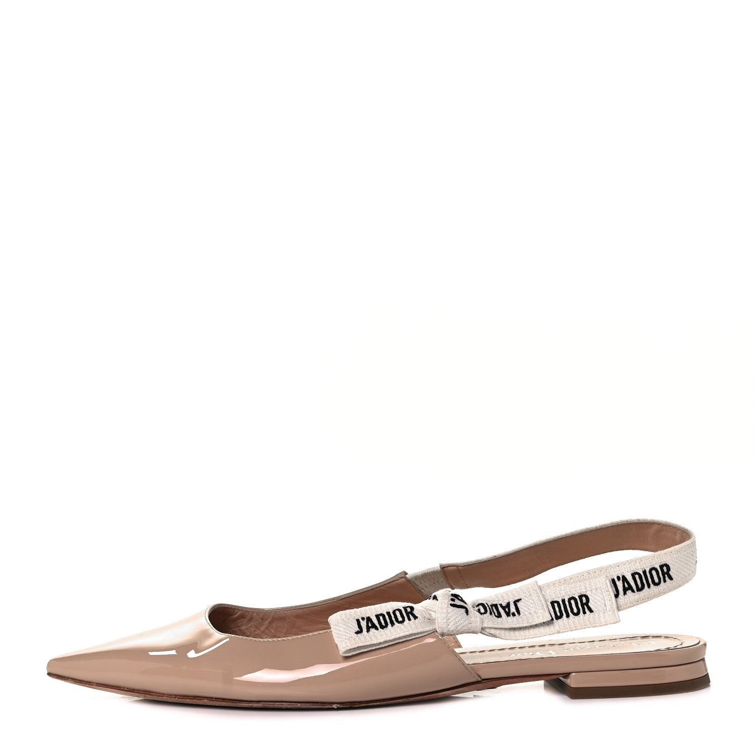 Christian Dior Patent Ribbon J'Adior Slingback Ballet Flats 40 Nude 1 of 9
