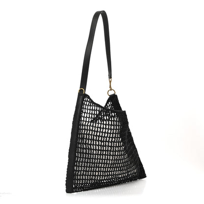 Saint Laurent Raffia Calfskin Oxalis Shoulder Bag Black 3 of 10
