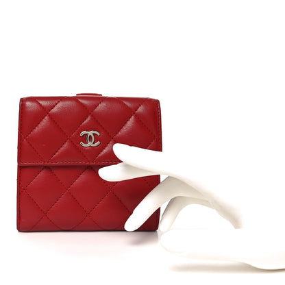 Chanel Lambskin Quilted Compact French Flap Wallet Red 2 of 10