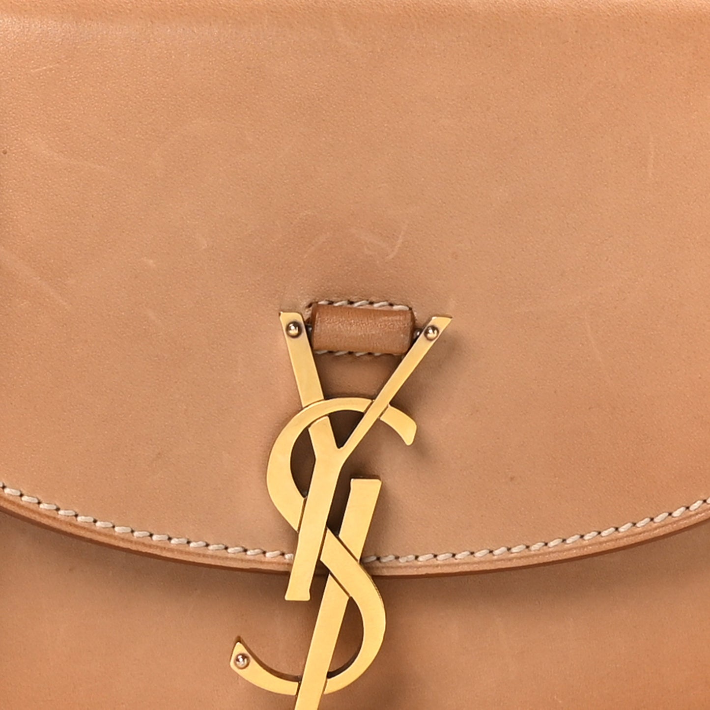 Smooth Vintage Calfskin Small Kaia Satchel Brown Gold
