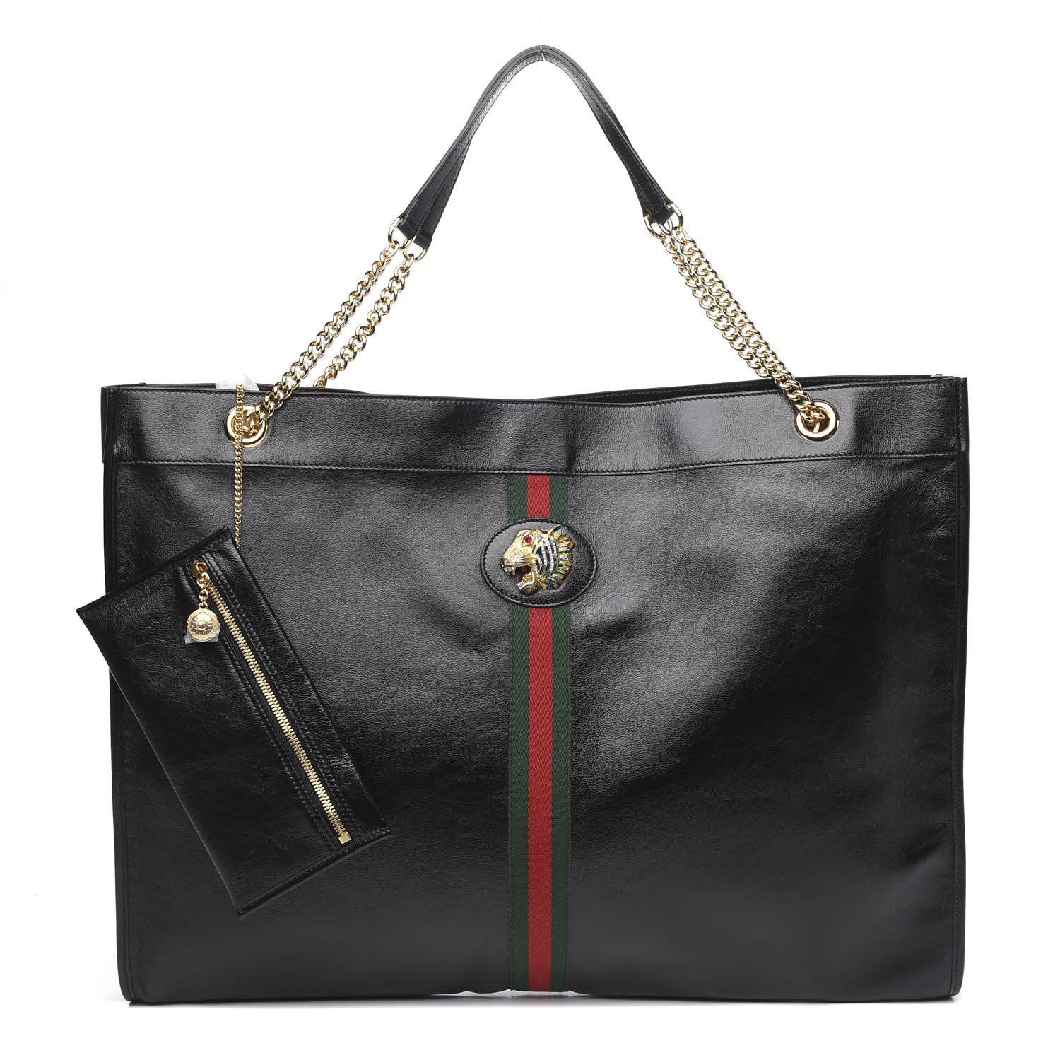 Gucci Calfskin Maxi Rajah Chain Tote Black 1 of 9