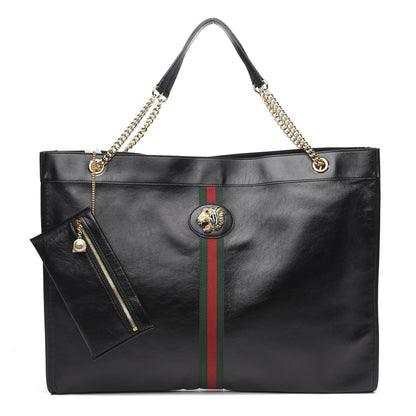 Gucci Calfskin Maxi Rajah Chain Tote Black 1 of 9