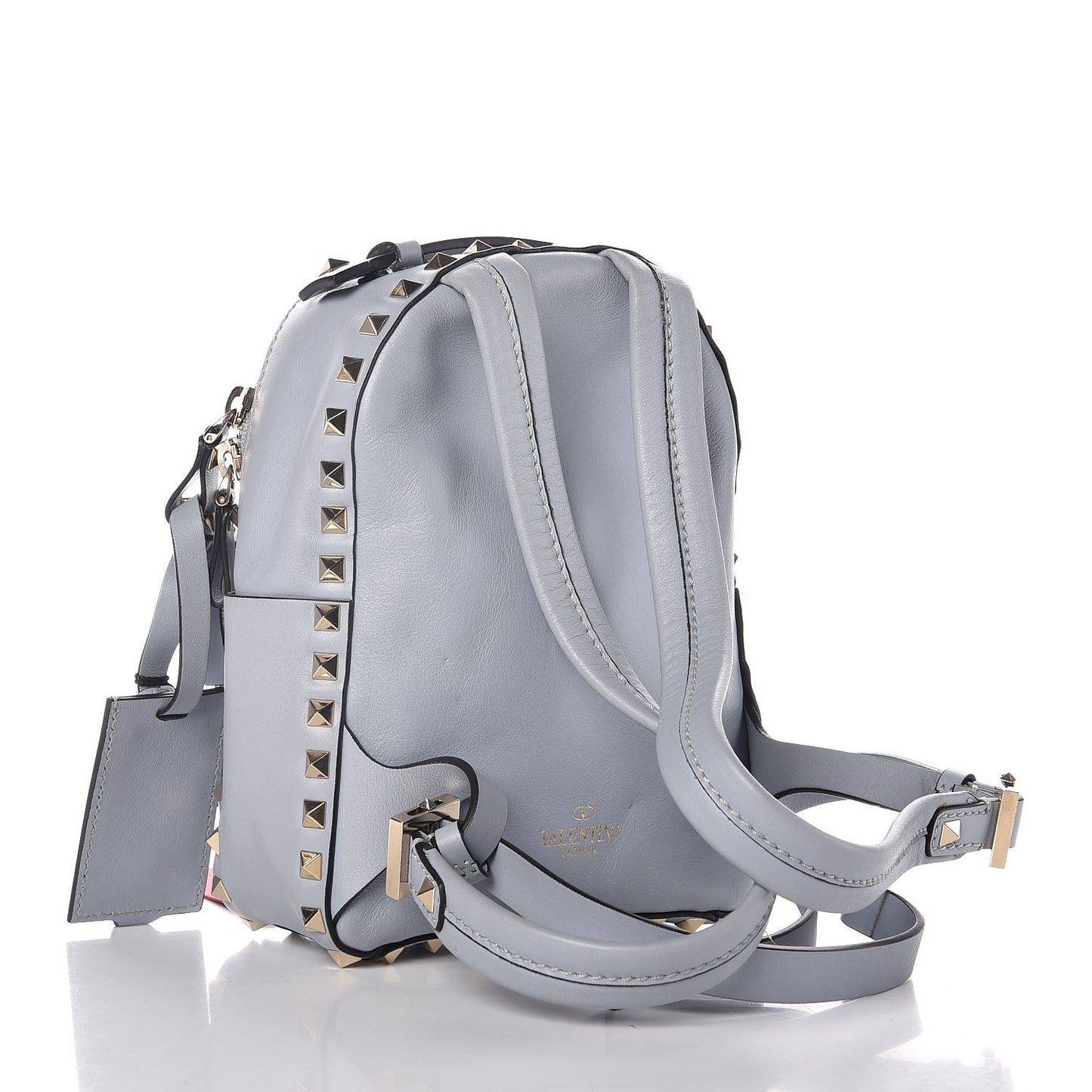 Calfskin Mini Rockstud Backpack Light Blue