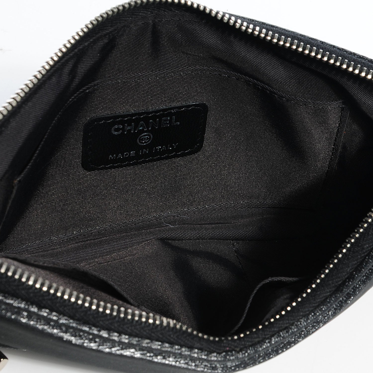 Chanel Quilted Coated Canvas Paris Biarritz Ligne Clutch Black 5 of 8