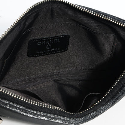 Chanel Quilted Coated Canvas Paris Biarritz Ligne Clutch Black 5 of 8