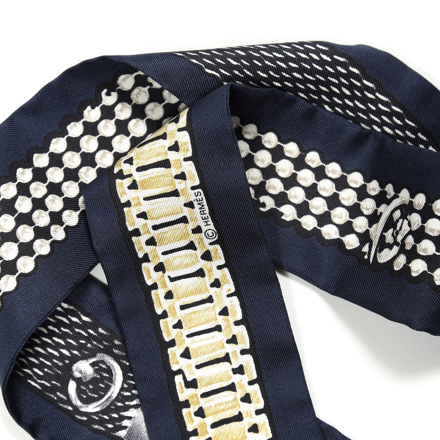 Hermes Silk Le Tresor De Medor Twilly Marine Gris Black 5 of 5