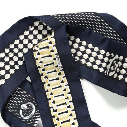 Hermes Silk Le Tresor De Medor Twilly Marine Gris Black 5 of 5