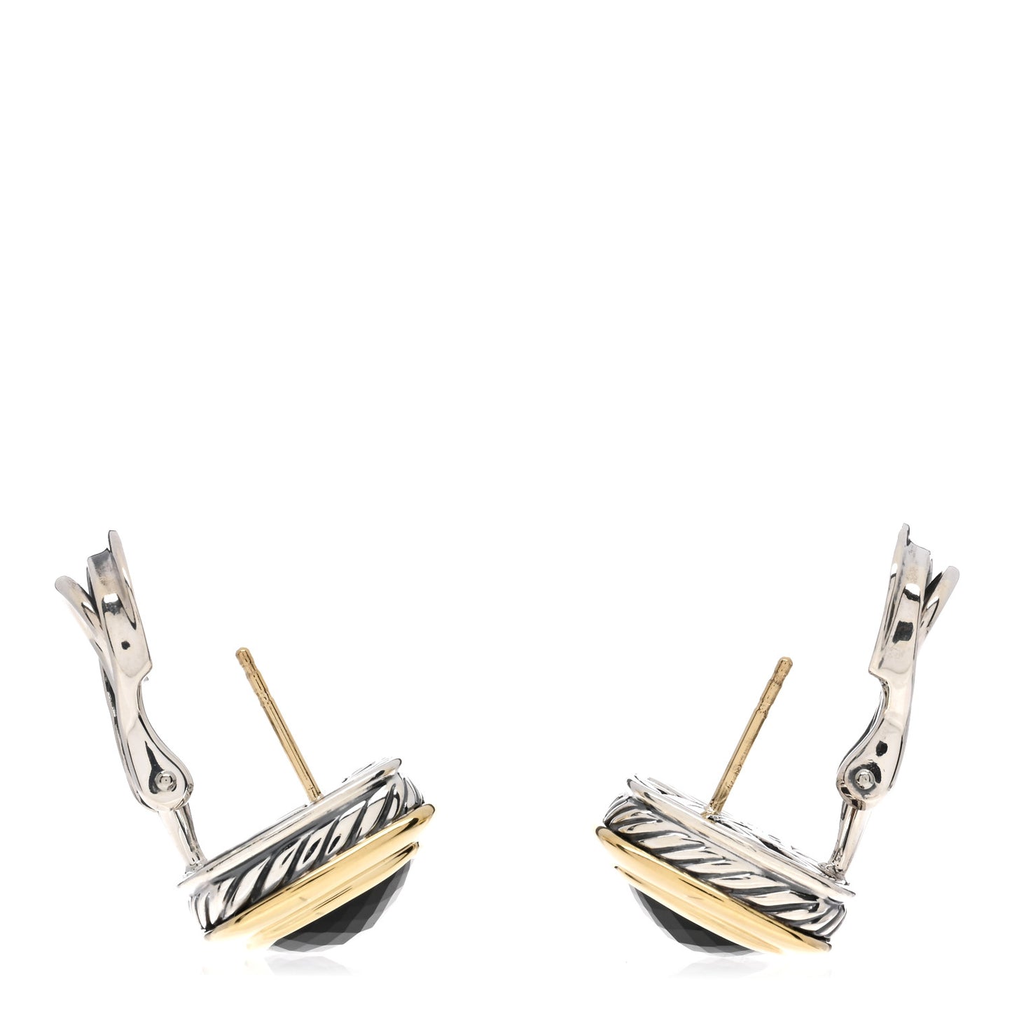 Sterling Silver 18K Yellow Gold Black Onyx 11mm Albion Earrings