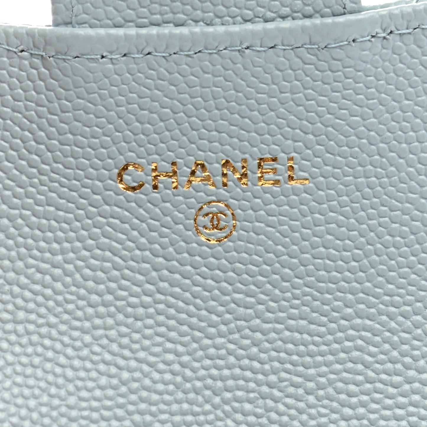 Caviar Quilted Flap Card Holder Wallet Light Blue