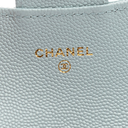 Chanel Caviar Quilted Flap Card Holder Wallet Light Blue 6 of 9