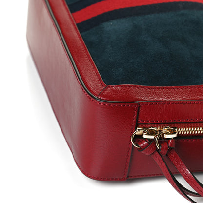Gucci Suede Calfskin Web Small Ophidia Top Handle Shoulder Bag New Blue Romantic Cherry 12 of 14