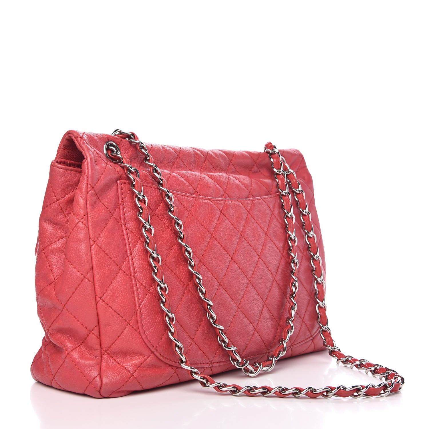 Chanel Washed Caviar Quilted Maxi Single Flap Fuchsia 3 of 9