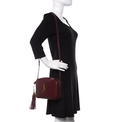 Saint Laurent Calfskin Matelasse Monogram Lou Camera Bag Dark Legion Red 2 of 9