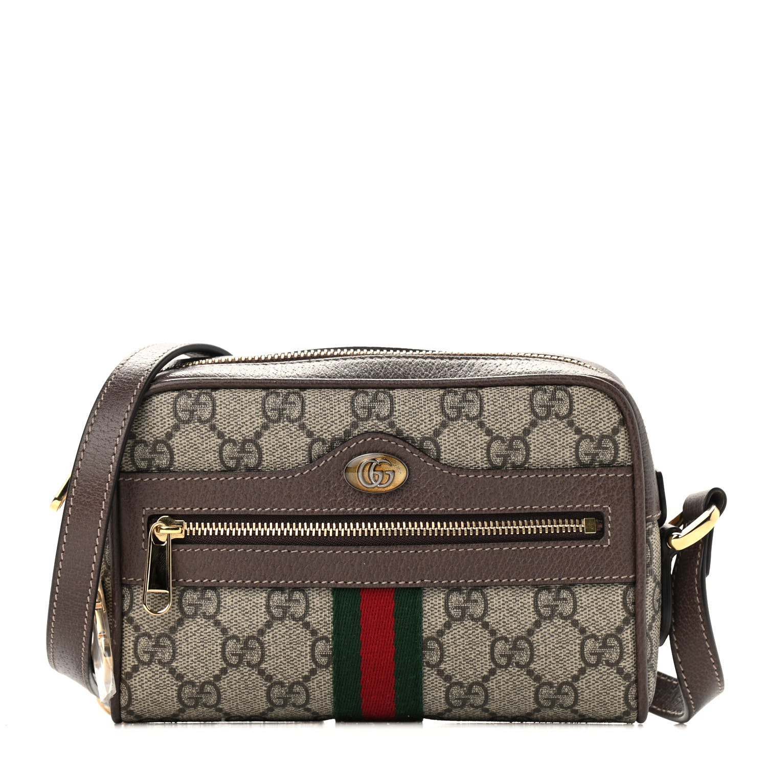 Gucci GG Supreme Monogram Web Mini Ophidia Shoulder Bag Brown 1 of 9