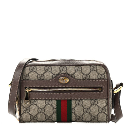 Gucci GG Supreme Monogram Web Mini Ophidia Shoulder Bag Brown 1 of 9