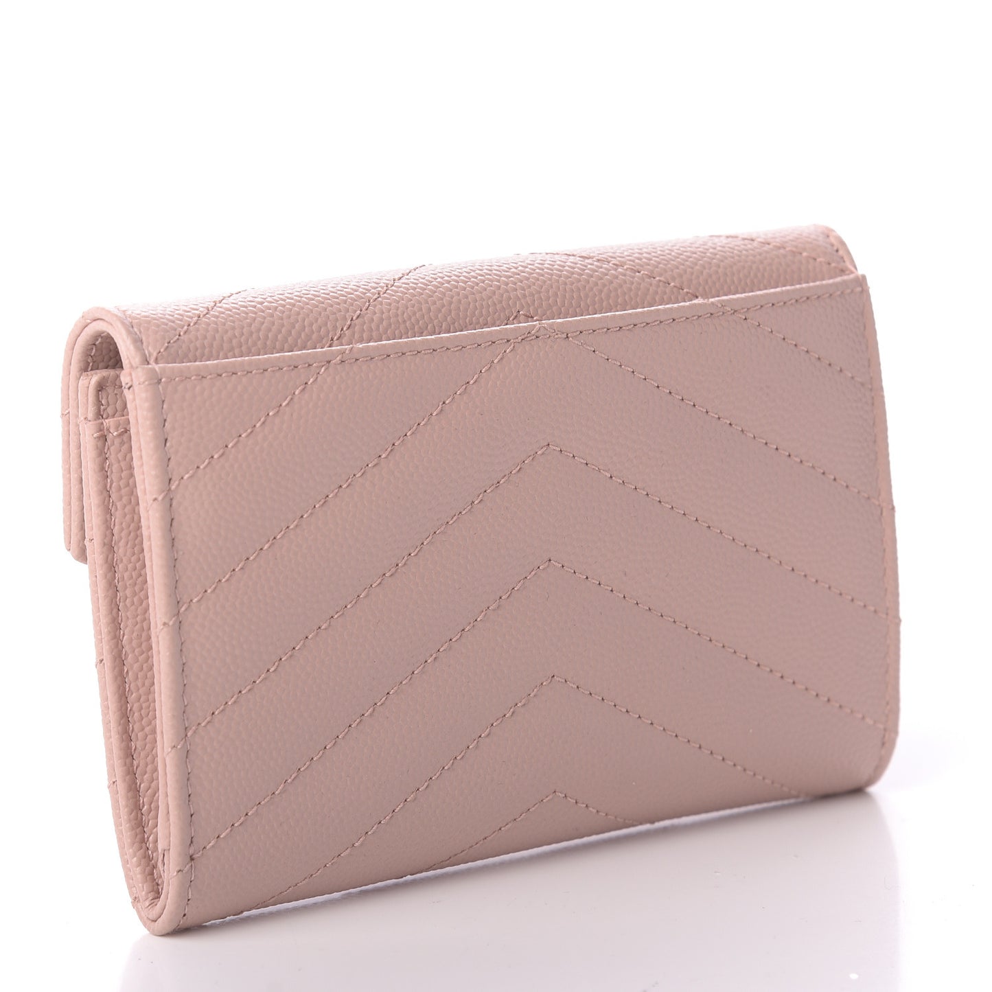 Grain De Poudre Matelasse Chevron Small Monogram Envelope Wallet Pale Pink