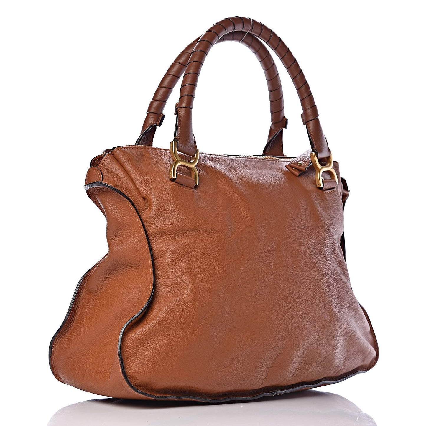 Calfskin Large Marcie Satchel Tan