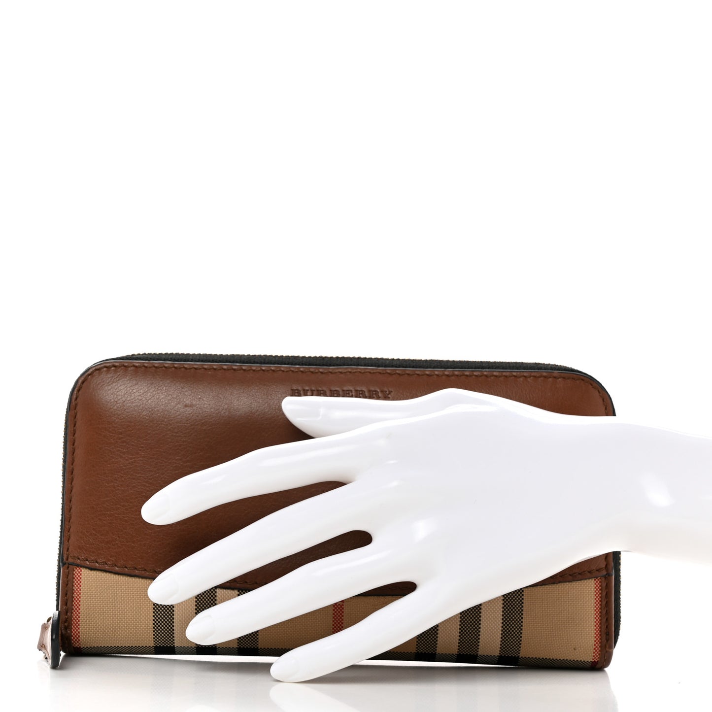 Calfskin Haymarket Check Elmore Zip Around Wallet Tan