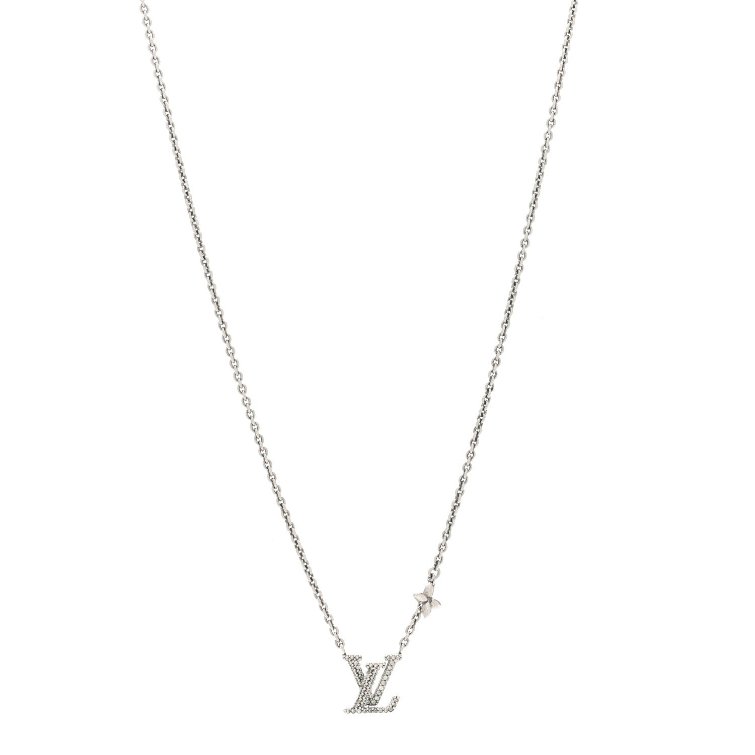 Louis Vuitton Metal Crystal LV Iconic Necklace Silver 1 of 7