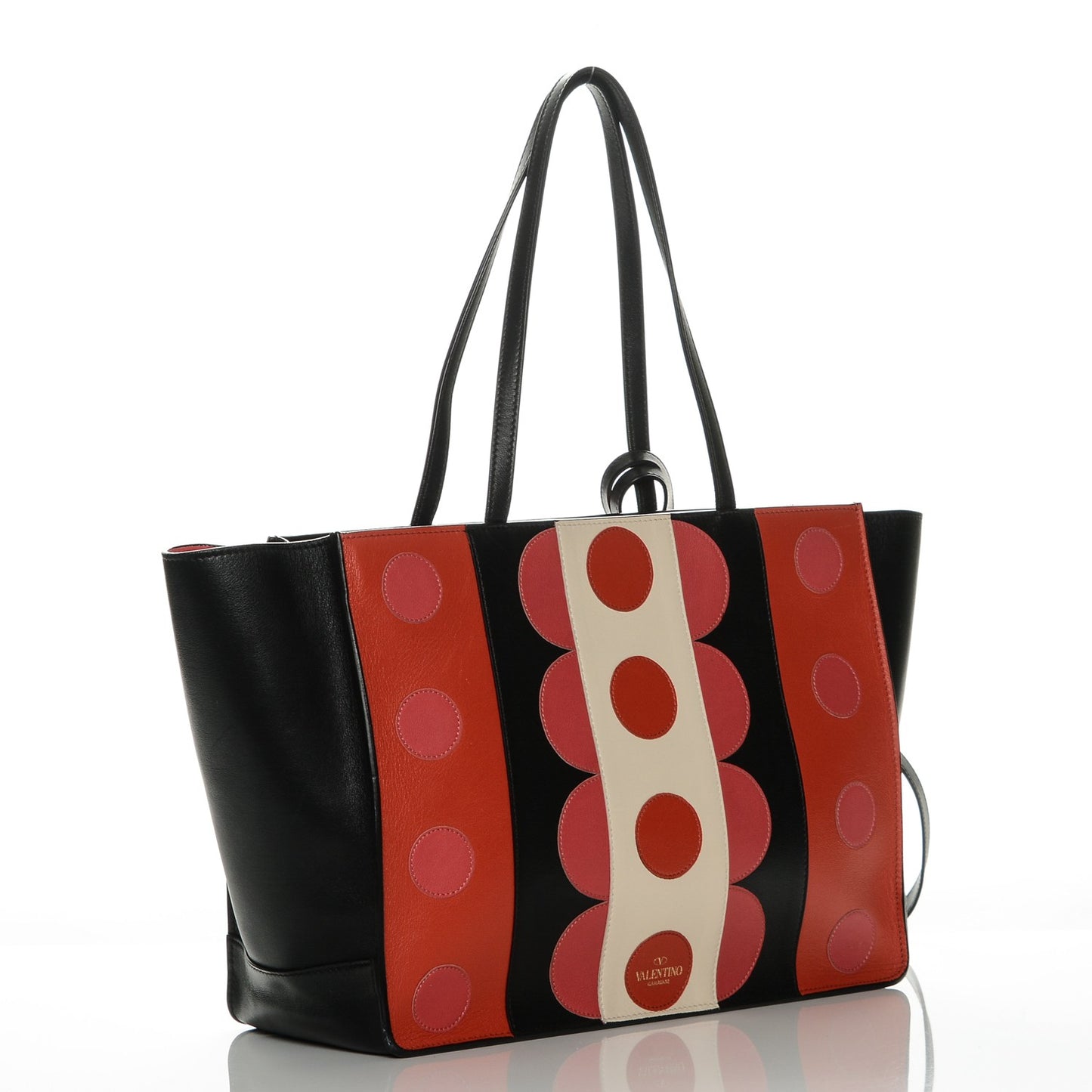 Calfskin Carmen Medium Tote Black Deep Rose
