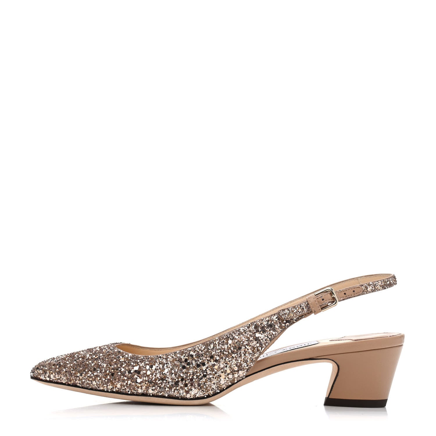 Jimmy Choo Nappa Coarse Glitter Gemma 40 Slingback Pumps 37 Ballet Pink 1 of 4
