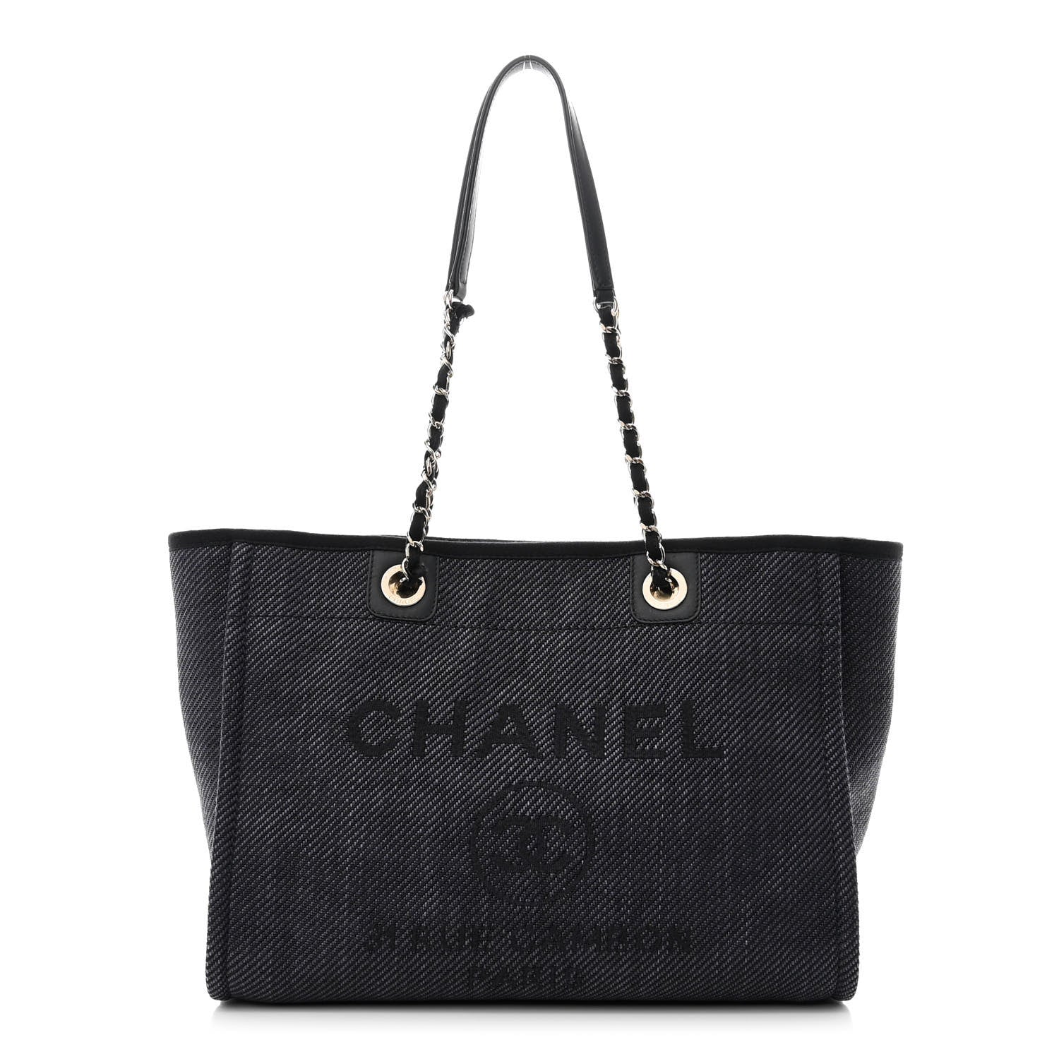 Chanel Mixed Fibers Calfskin Small Deauville Tote Black 1 of 11