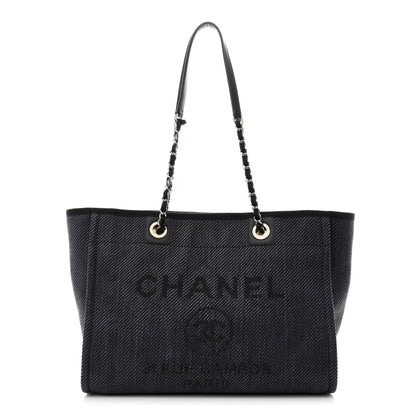 Chanel Mixed Fibers Calfskin Small Deauville Tote Black 1 of 11