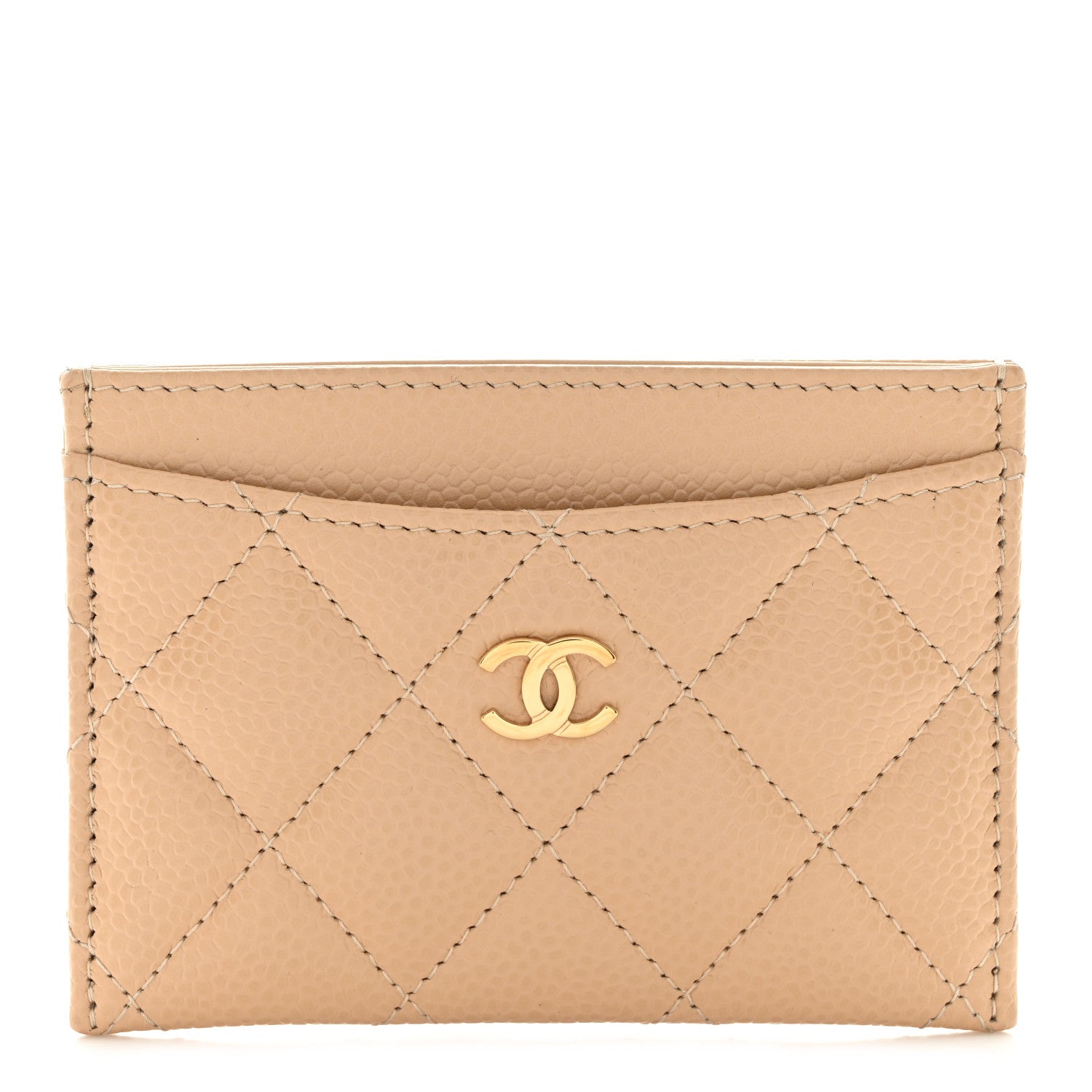 Chanel Caviar Quilted Card Holder Beige 1 of 9