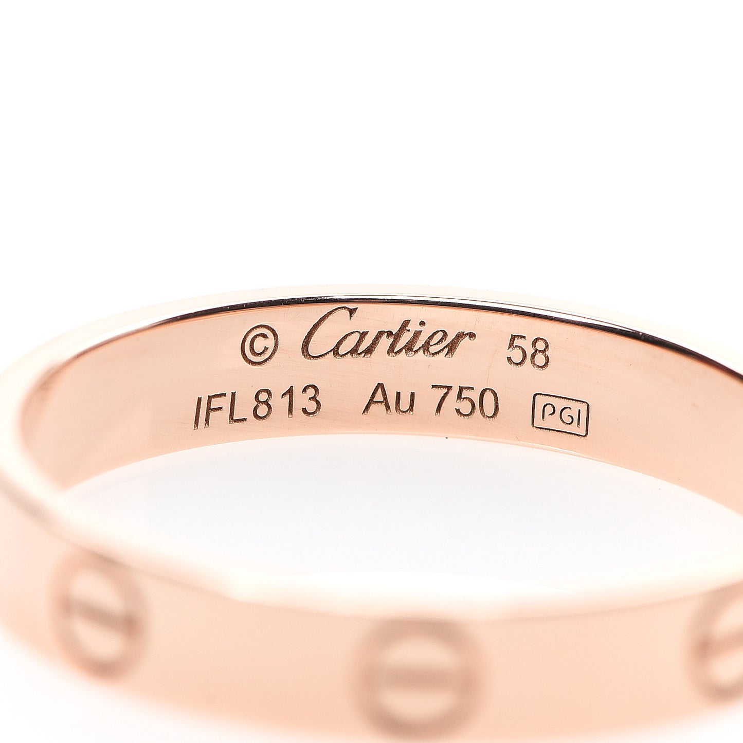 18K Pink Gold 3.5mm LOVE Wedding Band Ring 58 8.25