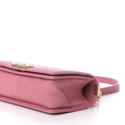 Chanel Caviar Chevron Quilted Medium Boy Flap Pink 7 of 10