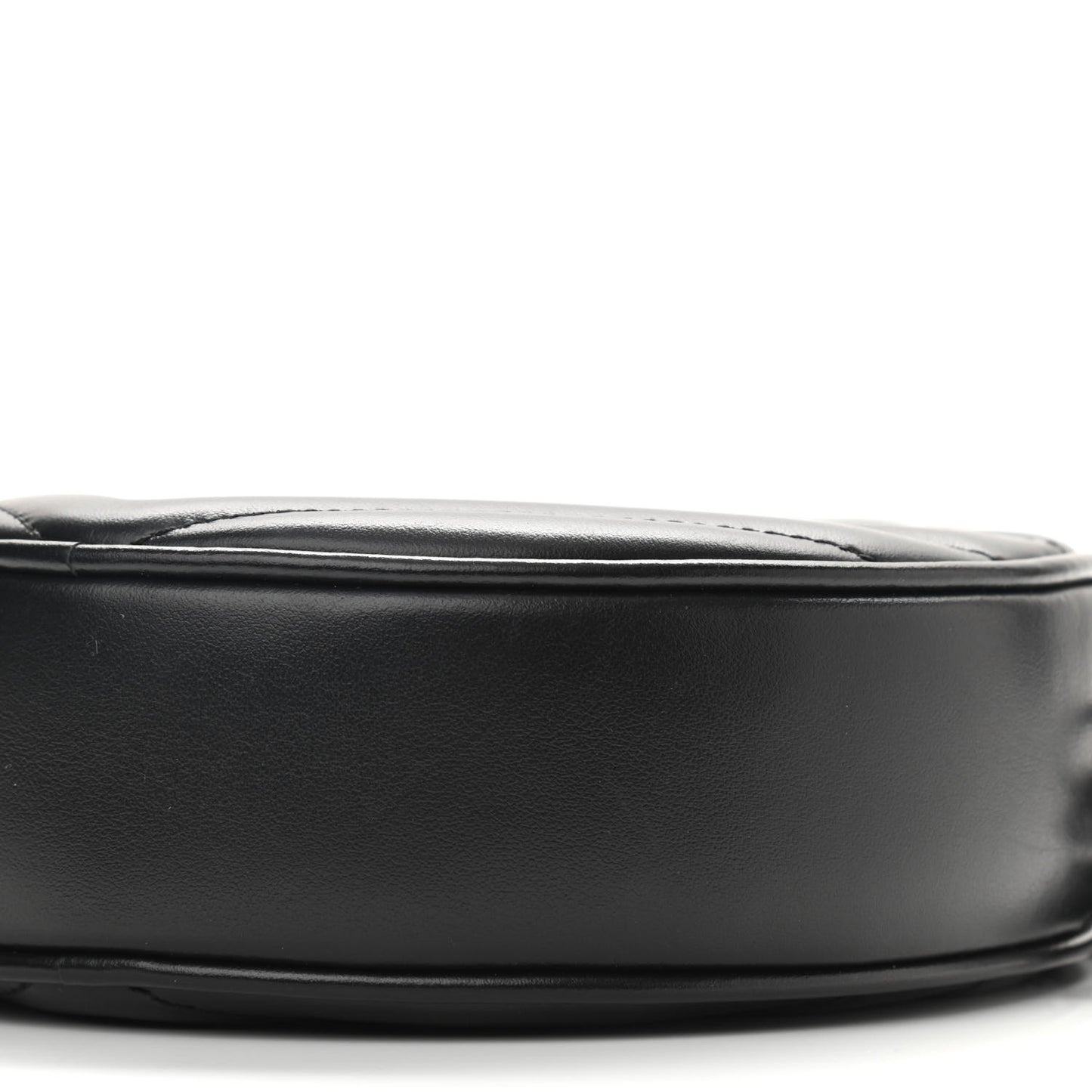 Calfskin Matelasse Chevron Round Vinyle Camera Bag Black