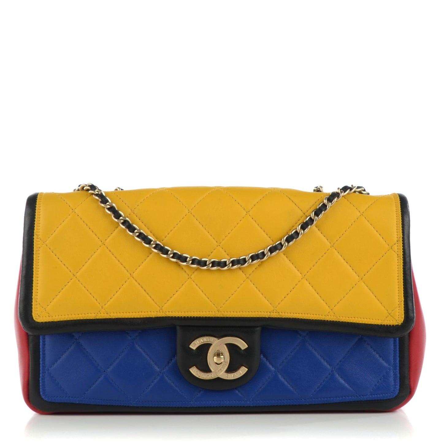 Lambskin Quilted Medium Graphic Flap Multicolor