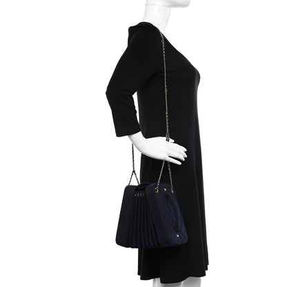 Chanel Wool Felt Accordion Bag Navy 2 of 10