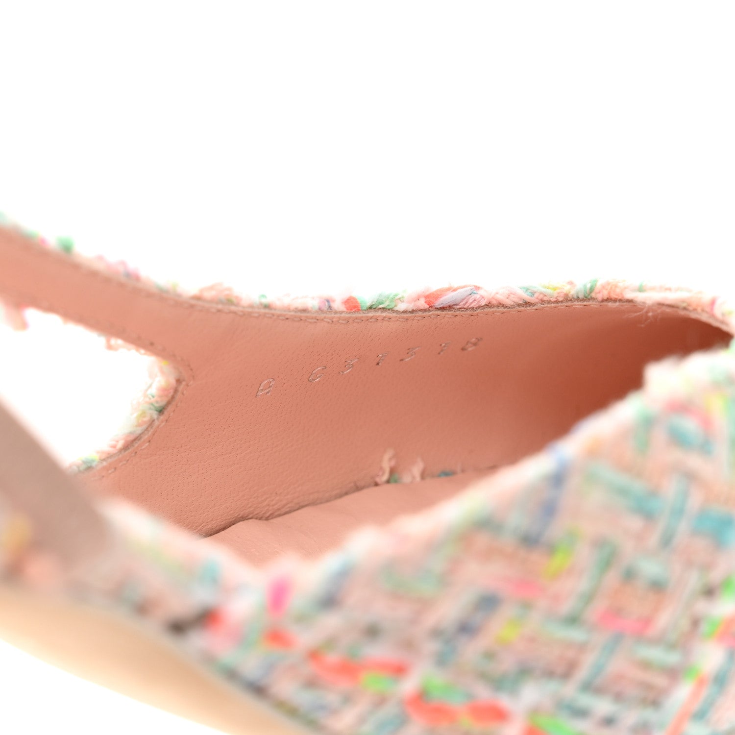 Chanel Tweed Lambskin Cap Toe CC Slingback Pumps 36.5 Pink White 8 of 8