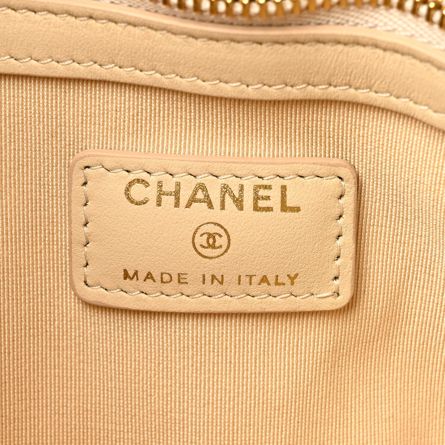 Chanel Shiny Goatskin Quilted Chanel 19 Pouch Beige 6 of 10