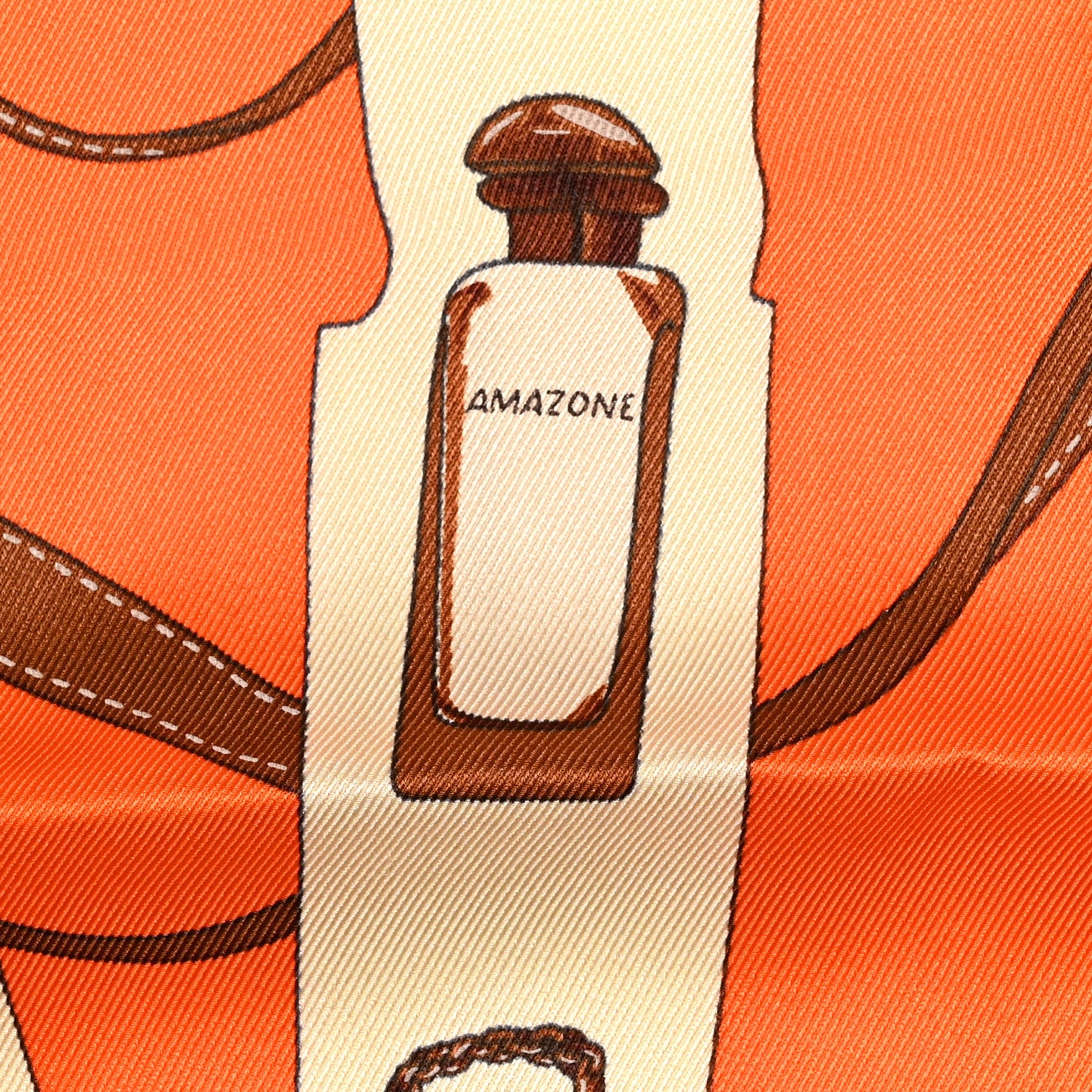 Hermes Vintage Silk Monsieur Et Madame Scarf 70 Creme Orange Marron 5 of 7