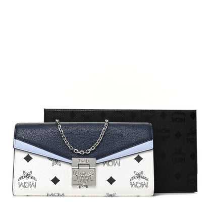 MCM Calfskin Visetos Monogram Millie Color Block Crossbody Bag White Mood Indigo 10 of 10