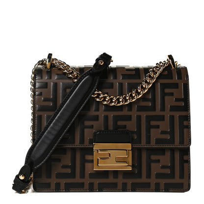 Fendi Vitello Liberty Bi-Color FF 1974 Embossed Small Kan U Shoulder Bag Maya Black 1 of 13