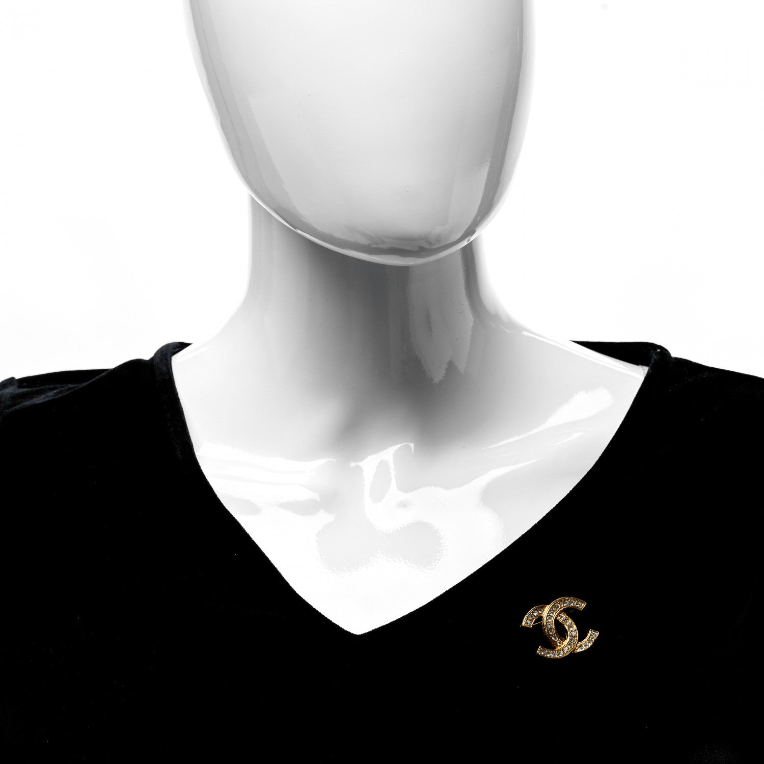 Chanel Crystal CC Brooch Gold 2 of 6