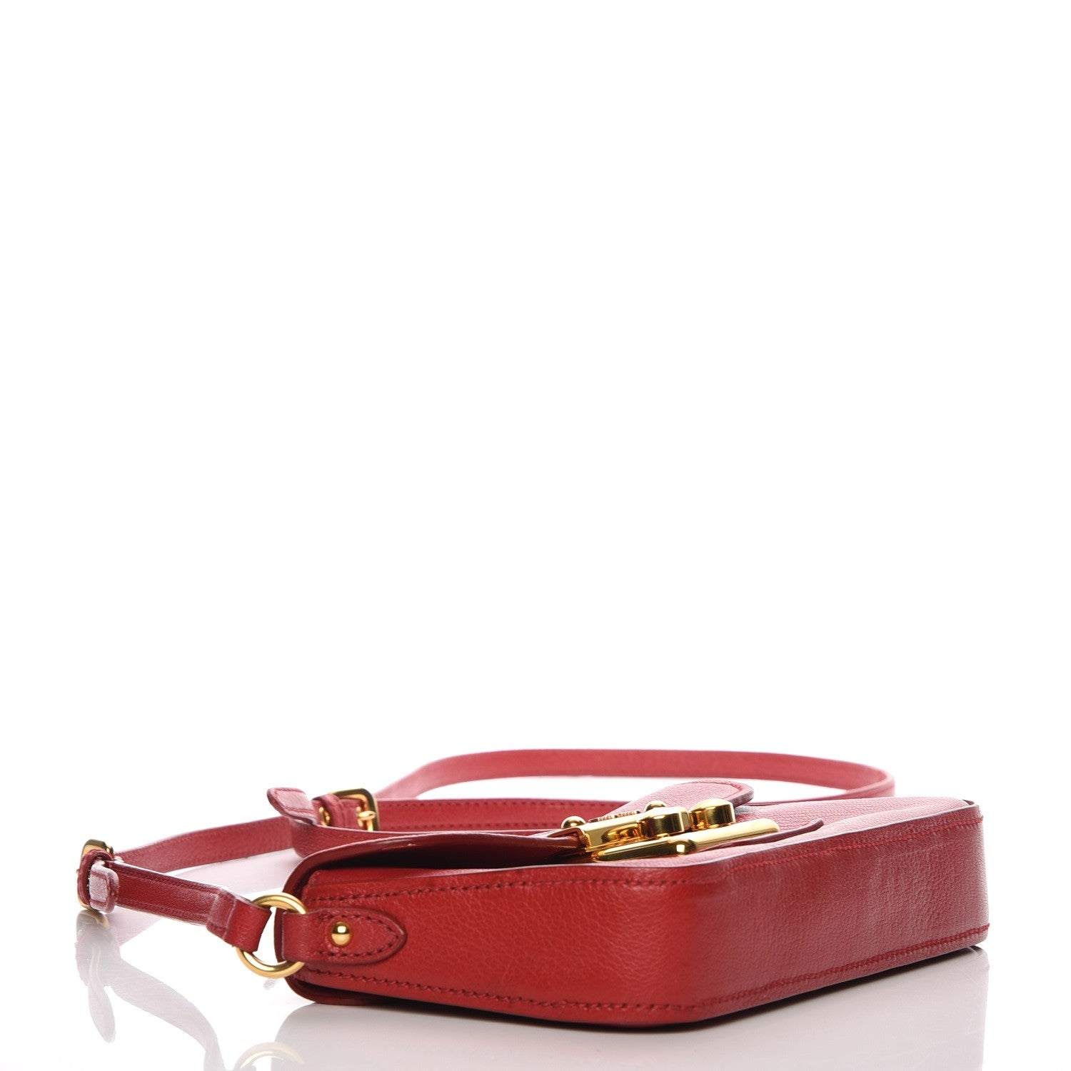 Miu Miu Goatskin Madras Crossbody Bag Rosso 4 of 8